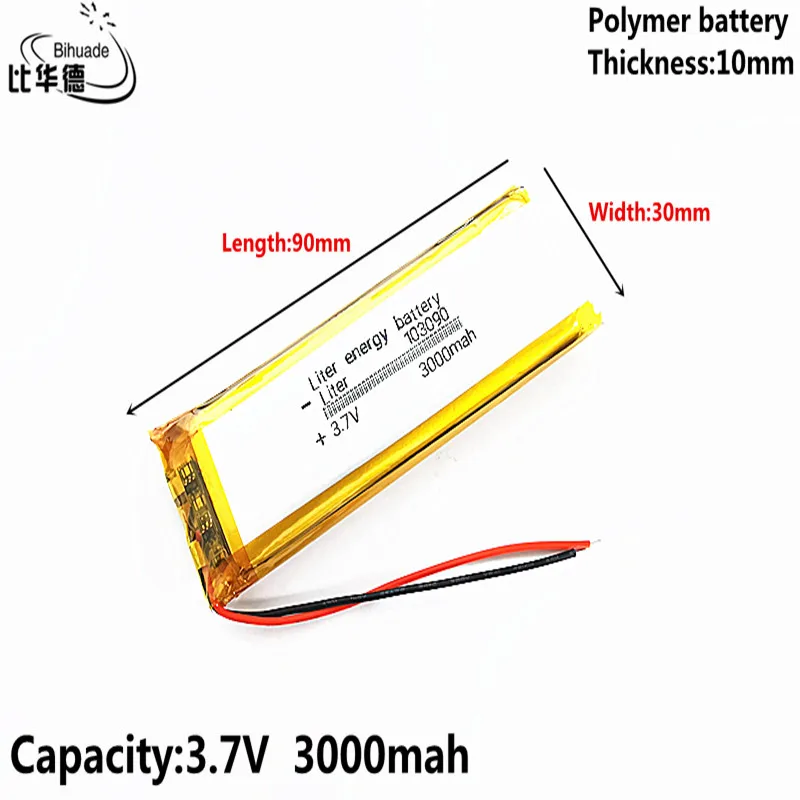 Литровая энергетическая батарея хорошего качества 3,7 В 3000 мАч 103090 Полимерный литий-ионный/Li-ion аккумулятор для планшетных ПК, GPS, mp3, mp4