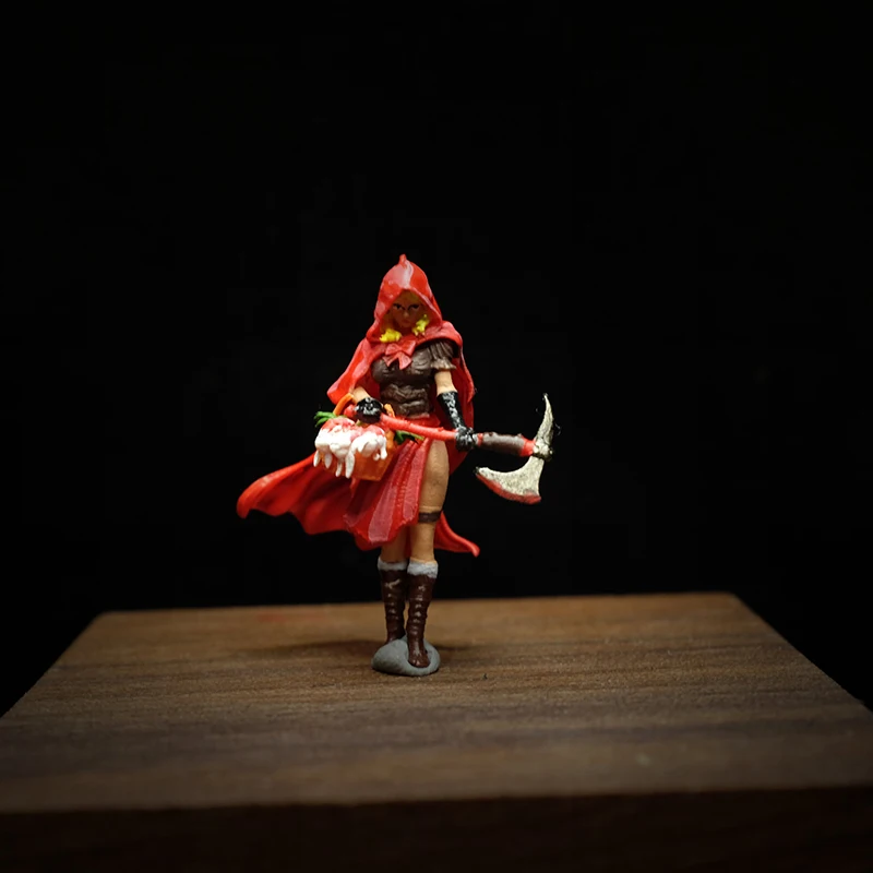 Масштаб 1:64 Женщина-воин в красной Фигурке Модель Сцены Набор Персонажей Моделирование Смолы Кукла для Сцены DIY Дисплей