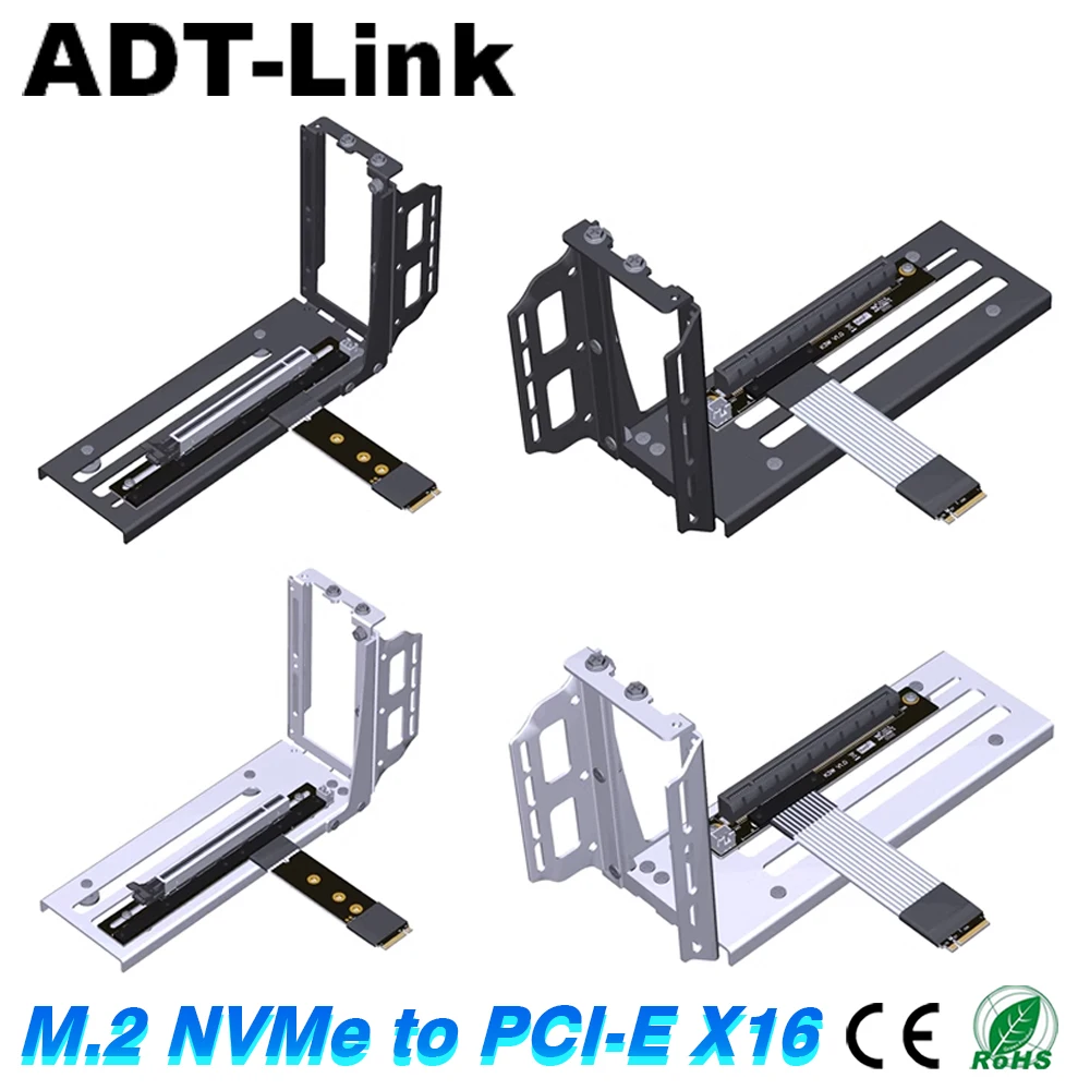 Материнская плата ADT Gen4.0 M.2 NGFF NVMe STX Графический Удлинитель док-станции PCI-E X16 4.0 M.2 KeyM К адаптеру Riser Card 16x под прямым углом