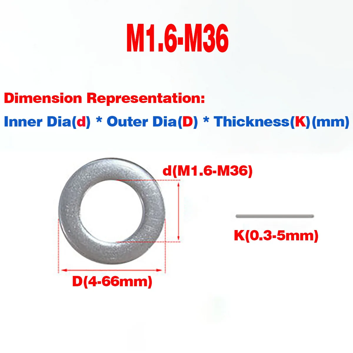 Металлическая прокладка / винт из нержавеющей стали 304 Плоская шайба Увеличенная и утолщенная Тонкая Мезонная круглая M1.6M3M4M5M36