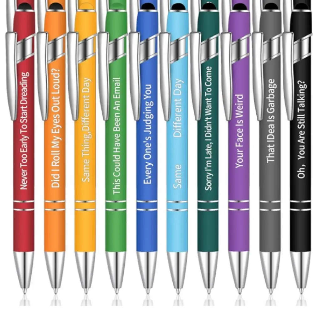металлическая шариковая ручка с наконечником для стилуса 10шт, персонализированная шариковая ручка с металлическим прессом, многофункциональная Многоцелевая