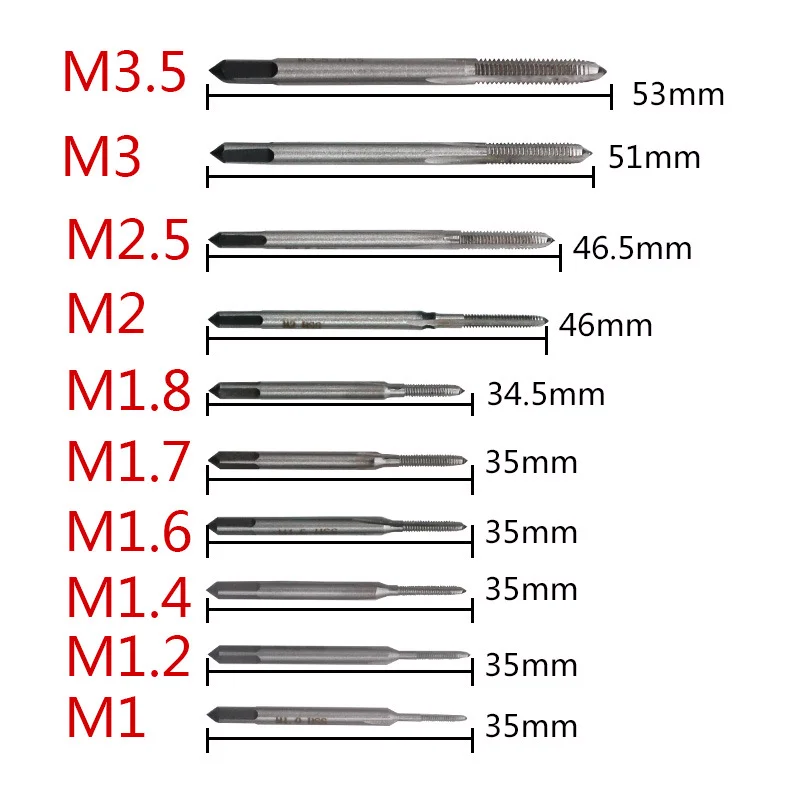 Микромашинные Метчики, Часы Mini-Sickle В сборе с несколькими спецификациями, 10 Пластиковых коробок M1-M3.5