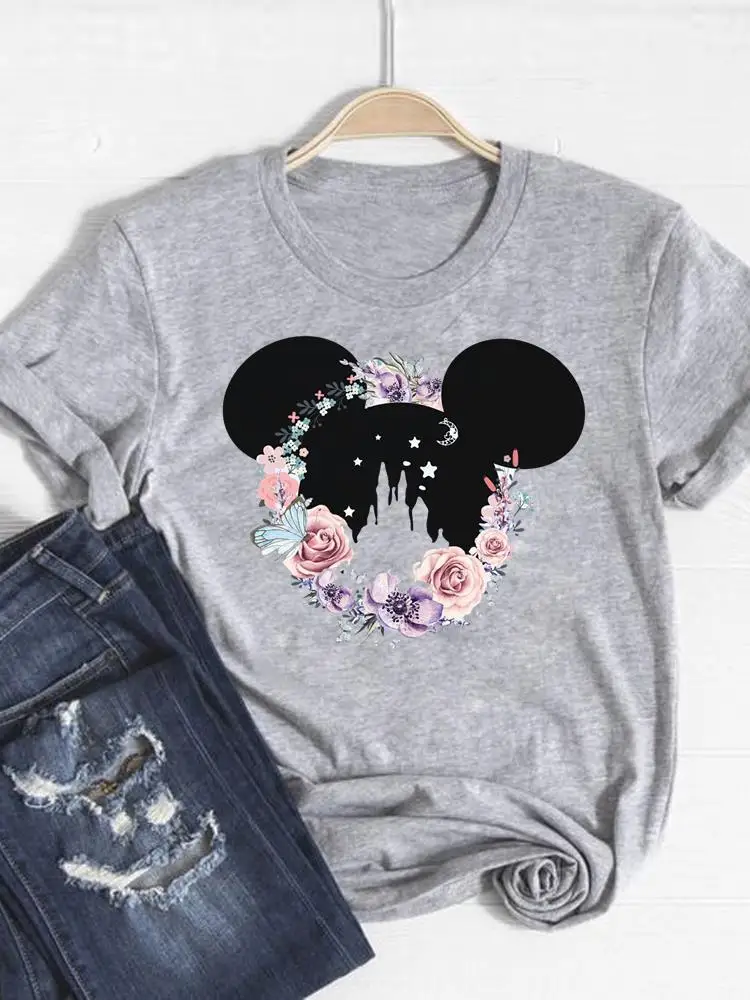 Милая одежда с рисунком Микки Мауса в стиле ушей Диснея, футболка, верхняя одежда, женские модные повседневные футболки с графическим рисунком