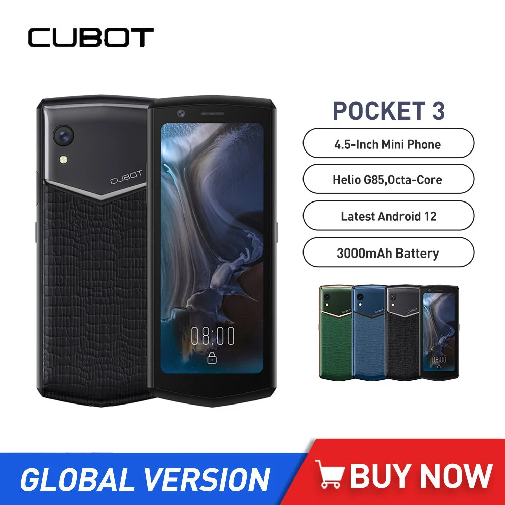 Мини-Смартфон Cubot Pocket 3 4,5-дюймовый Восьмиядерный Helio G85 4 ГБ + 64 ГБ 20-Мегапиксельная Камера С Двумя SIM-картами Маленький Мобильный Телефон с аккумулятором 3000 мАч NFC