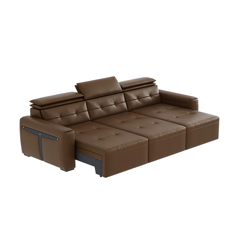 Минималистичный Двухцелевой диван С Выдвижным диваном-кроватью Smart Из Воловьей кожи
