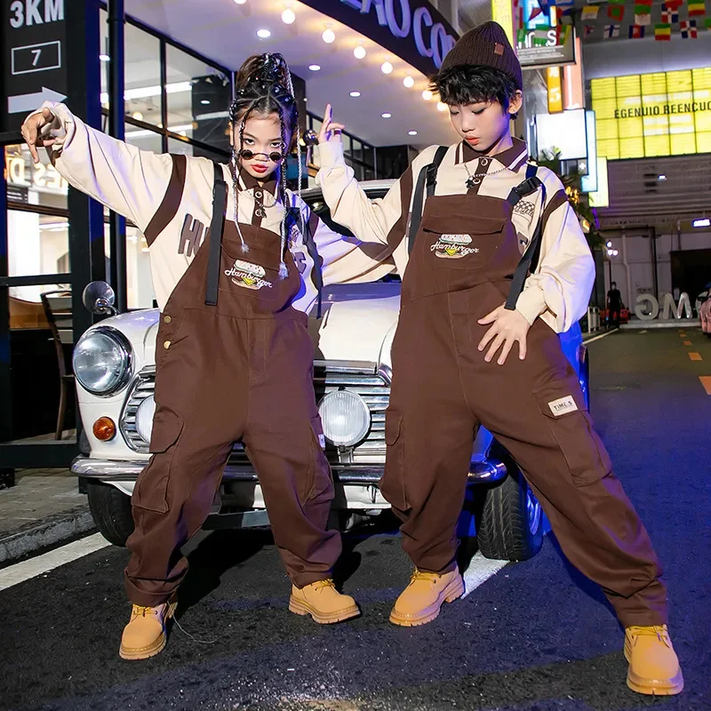 Мода для мальчиков и девочек, Свободный Повседневный комбинезон в стиле хип-хоп, Нагрудники, Детская уличная одежда, одежда для танцев на сцене.