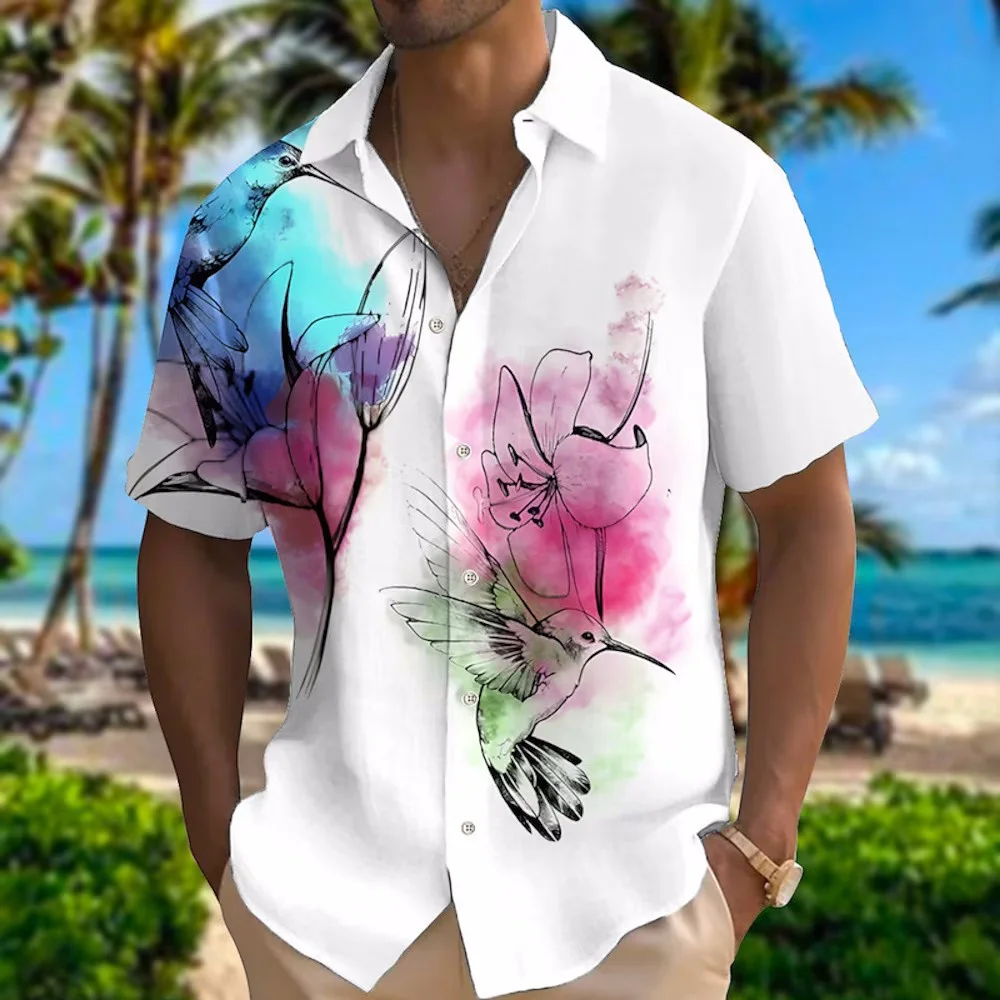 Модная Мужская Рубашка С Красочным 3D Принтом, Гавайские Рубашки, Новые Повседневные Мужские Летние Рубашки, Хип-Хоп Вечерние Мужские Топы
