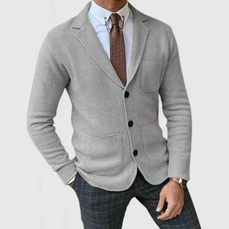 Модная простая однотонная мужская куртка Повседневные шерстяные пальто с длинным рукавом и лацканами на пуговицах, мужская винтажная зимняя тонкая верхняя одежда с длинным рукавом