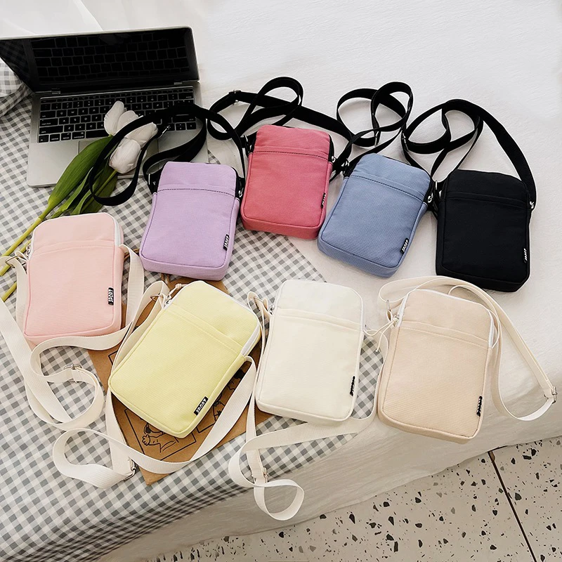 Модная сумка для мобильного телефона, женская холщовая сумка-мессенджер, универсальная мини-сумка через плечо, кошелек для монет на шее, вертикальная сумочка