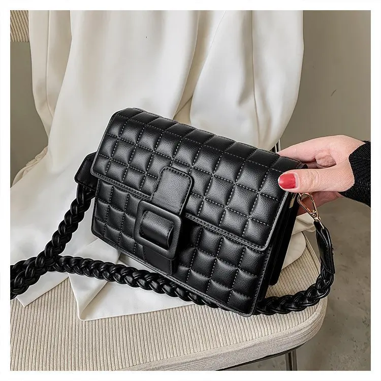 Модная сумка-мессенджер с цепочкой, маленькая квадратная сумка, дизайнерские женские новые сумки через плечо, изящная простая решетчатая маленькая женская сумка