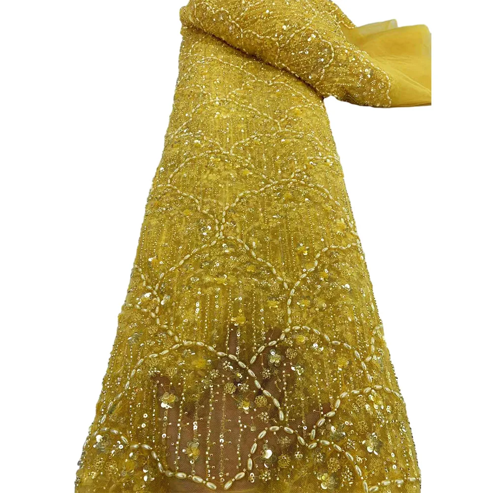 Модное кружевное свадебное платье из бисера, хрустальные бусины ручной работы, последовательность блесток, качественная тюлевая сетка для новобрачных, африканский швейный материал Z80