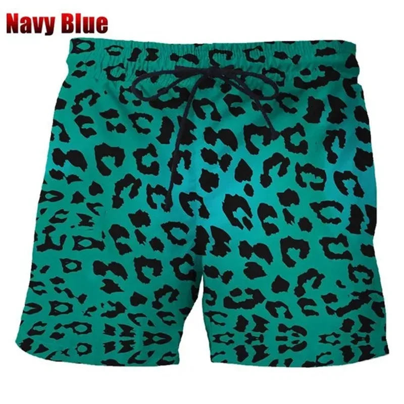 Модные красочные леопардовые шорты, мужские летние пляжные короткие штаны, Гавайские пляжные плавки, женские шорты Kid Cool Ice