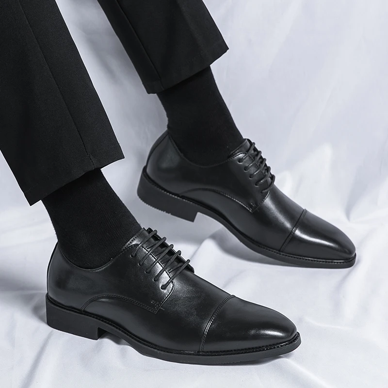 Модные тенденции Мужская Кожаная Обувь Дизайнерского бренда Wed Dress Shoe На шнуровке Повседневные Оксфорды Для Деловых Свиданий С Острым Носком Офисные Вечерние