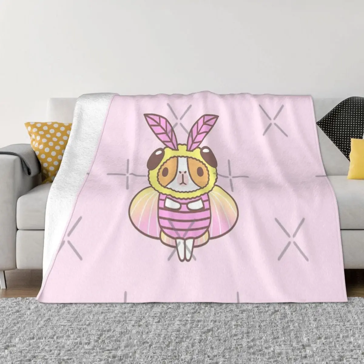 Морская свинка в костюме мотылька из розового клена, одеяло, покрывало на кровать, Гостиная, кровать