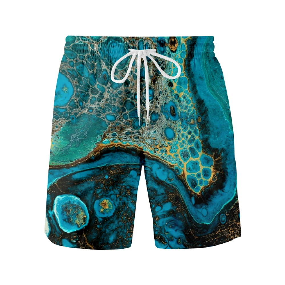 Мраморные пляжные шорты, Гавайские женские/Мужские Модные Повседневные брюки, Уличная одежда