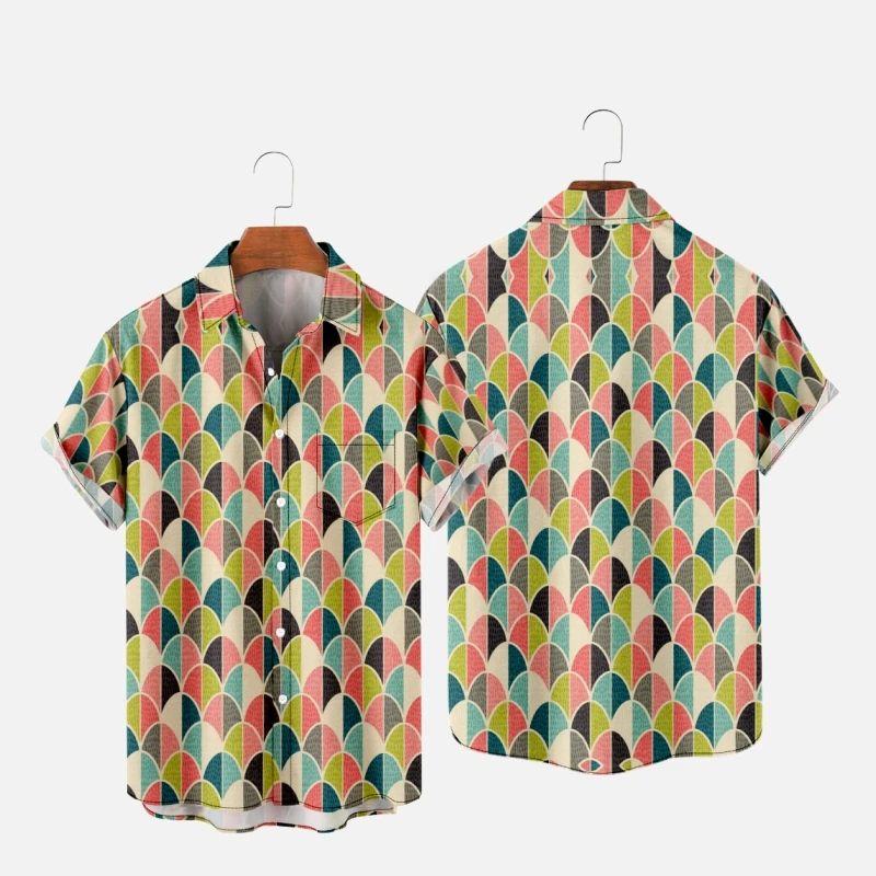 Мужская Гавайская футболка Y2K Hombre, Модная рубашка в стиле Ретро С 3D Принтом, Уютная Повседневная Пляжная Одежда Оверсайз С Коротким Рукавом 013