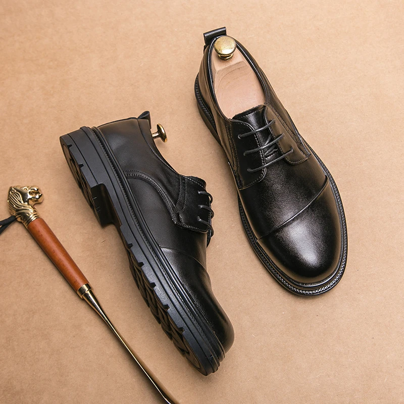 Мужская обувь из натуральной кожи в британском стиле, нескользящая мужская рабочая деловая обувь, мужская официальная обувь, мужская свадебная обувь для банкетов