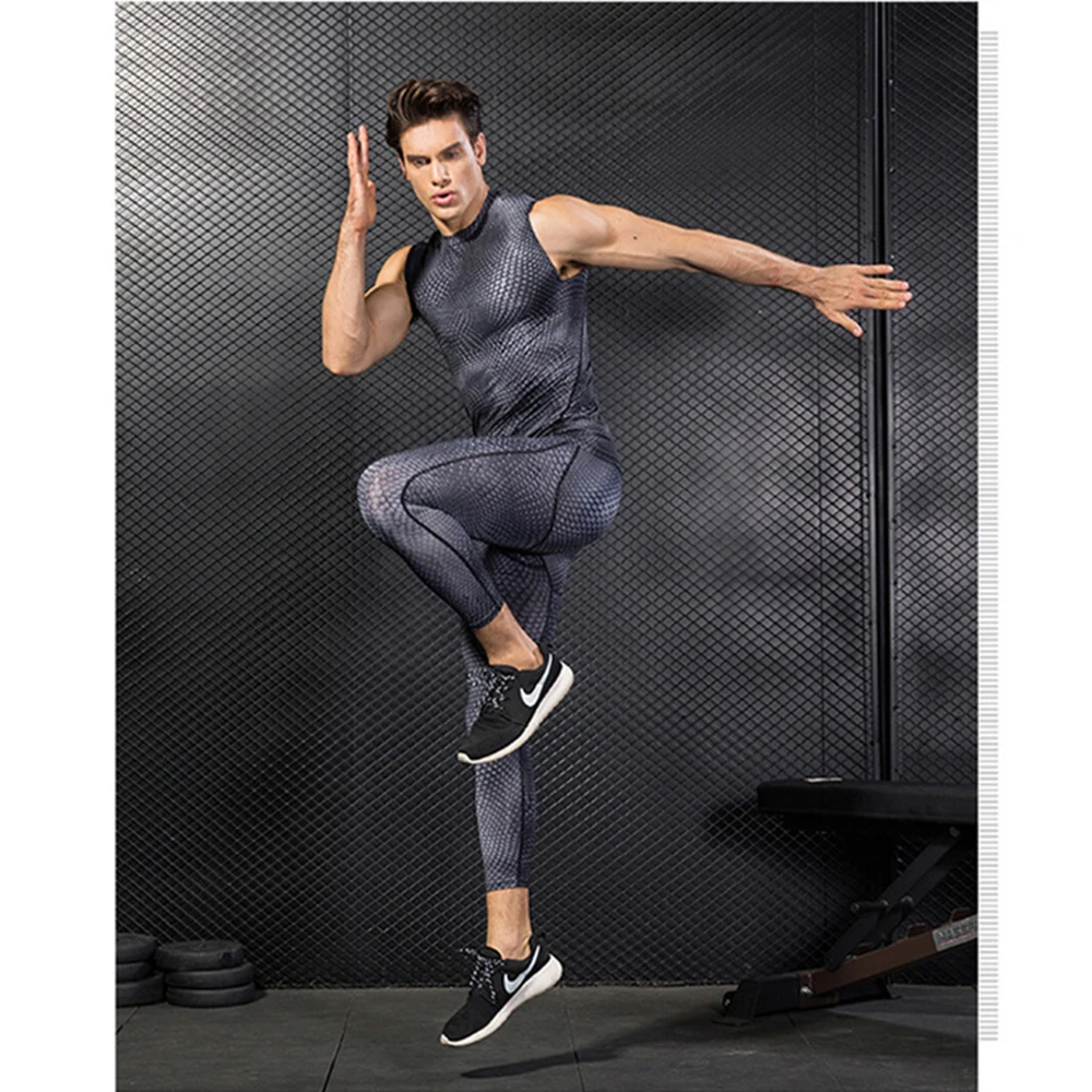 Мужская одежда для фитнеса с трехмерной печатью 3d, спортивный жилет для бега, облегающий эластичный жилет, быстросохнущая одежда, спортивная одежда