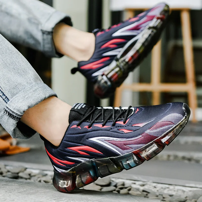 Мужская повседневная обувь, дышащие и удобные прохладные летние кроссовки для бега, мужские полосатые полые кроссовки на шнуровке, Tenis Zapatillas