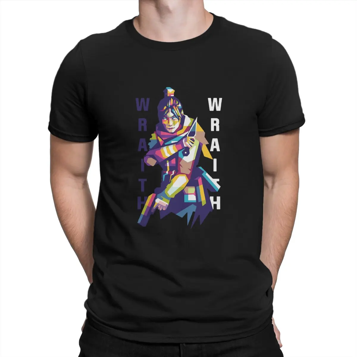 Мужская футболка Wraith Geometric art Apex Legends С круглым вырезом, Тканевая Футболка, Забавная Идея Подарка Высокого Качества
