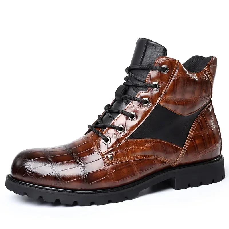 Мужские ботинки Осенне-зимние Модные мужские ботинки на квадратном каблуке для отдыха, модельные туфли, мужские дизайнерские туфли Chaussure Homme Designer