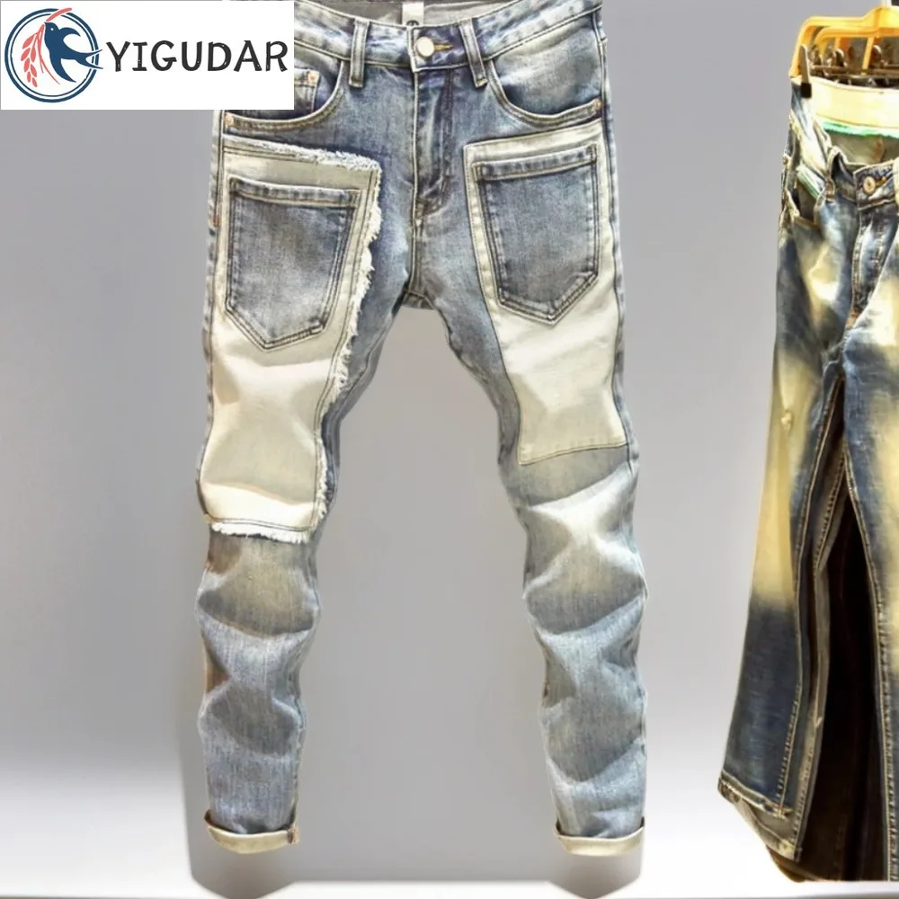 мужские джинсы с прямыми потертыми дырками, мужские модные классические старые брюки 2024, pantalones hombre y2k, уличная одежда, брюки-карго, мужские