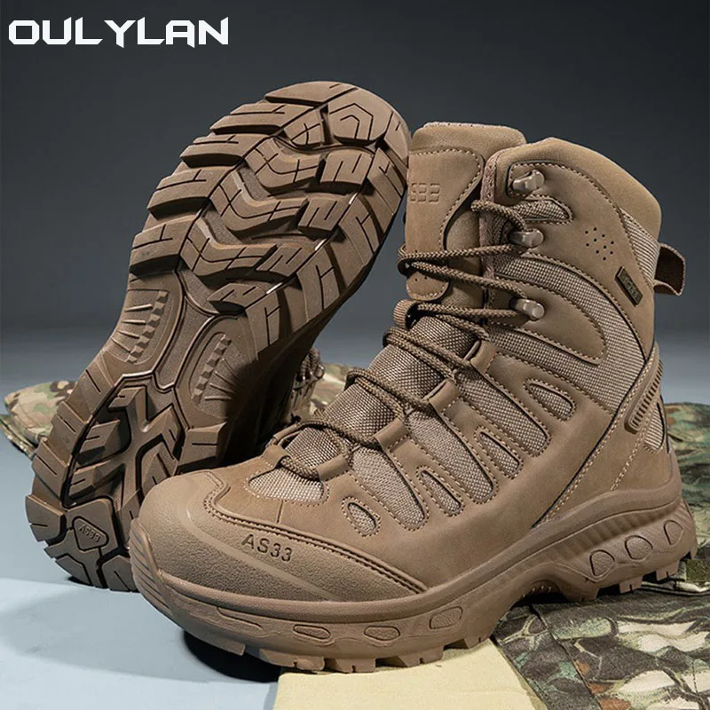 Мужские зимние ботинки, уличная военная походная обувь, мужские высокие тактические ботинки для пустыни, Обувь для полевых тренировок, ботильоны для скалолазания.