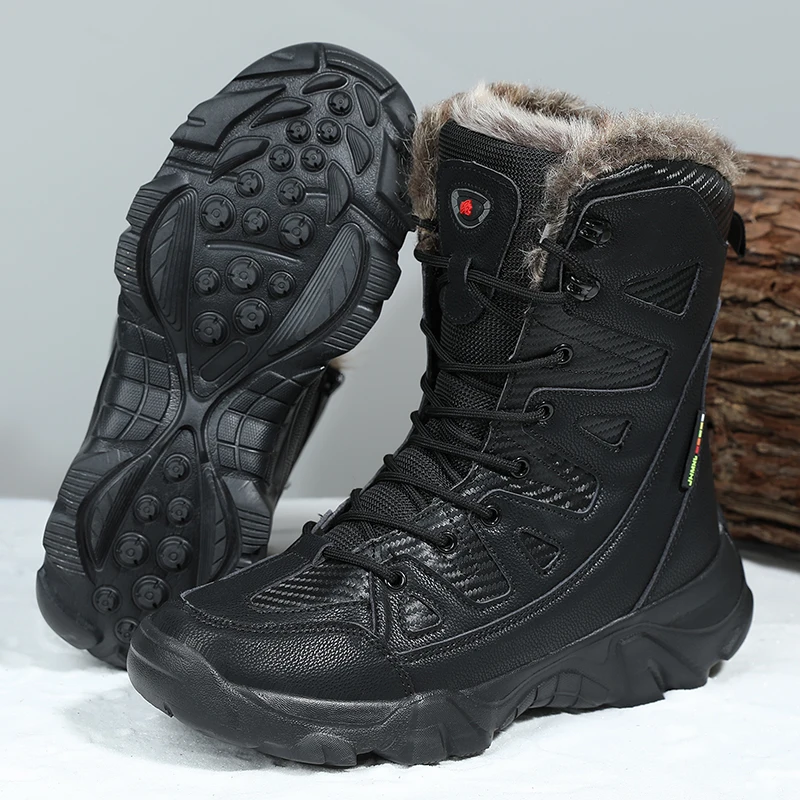 Мужские повседневные зимние ботинки Теплые зимние новые плюшевые рабочие ботинки для улицы нескользящая хлопковая обувь Тренировочные военные ботинки Тактические ботинки