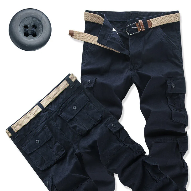Мужские уличные брюки-карго, джоггеры с несколькими карманами, Мешковатые тактические Длинные брюки, Мужская рабочая верхняя одежда, армейские брюки в стиле милитари, Плюс размер 42
