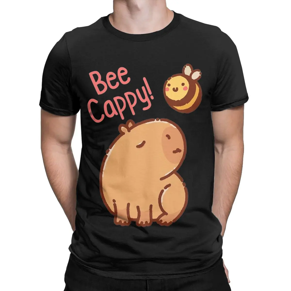 Мужские футболки Bee и Capybara, повседневные футболки из 100% хлопка, футболки с коротким рукавом Bee, одежда с круглым вырезом, большой размер