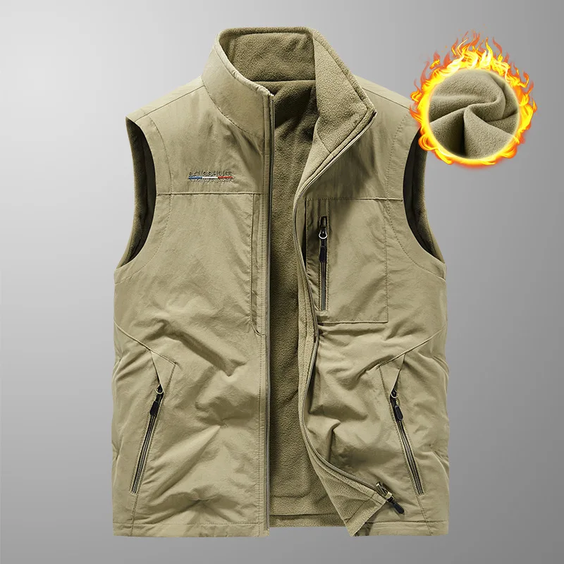 Мужской двусторонний жилет, куртка, флисовый теплый уличный жилет, для пеших прогулок, рыбалки, фотографа, Функциональный Chaleco Tactico, Размер M-6XL