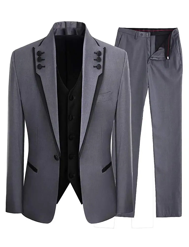 Мужской комплект приталенных смокингов из 3 предметов, пиджак на одной пуговице, жилет, Брюки с галстуком 2023, официальные деловые костюмы для выпускного вечера
