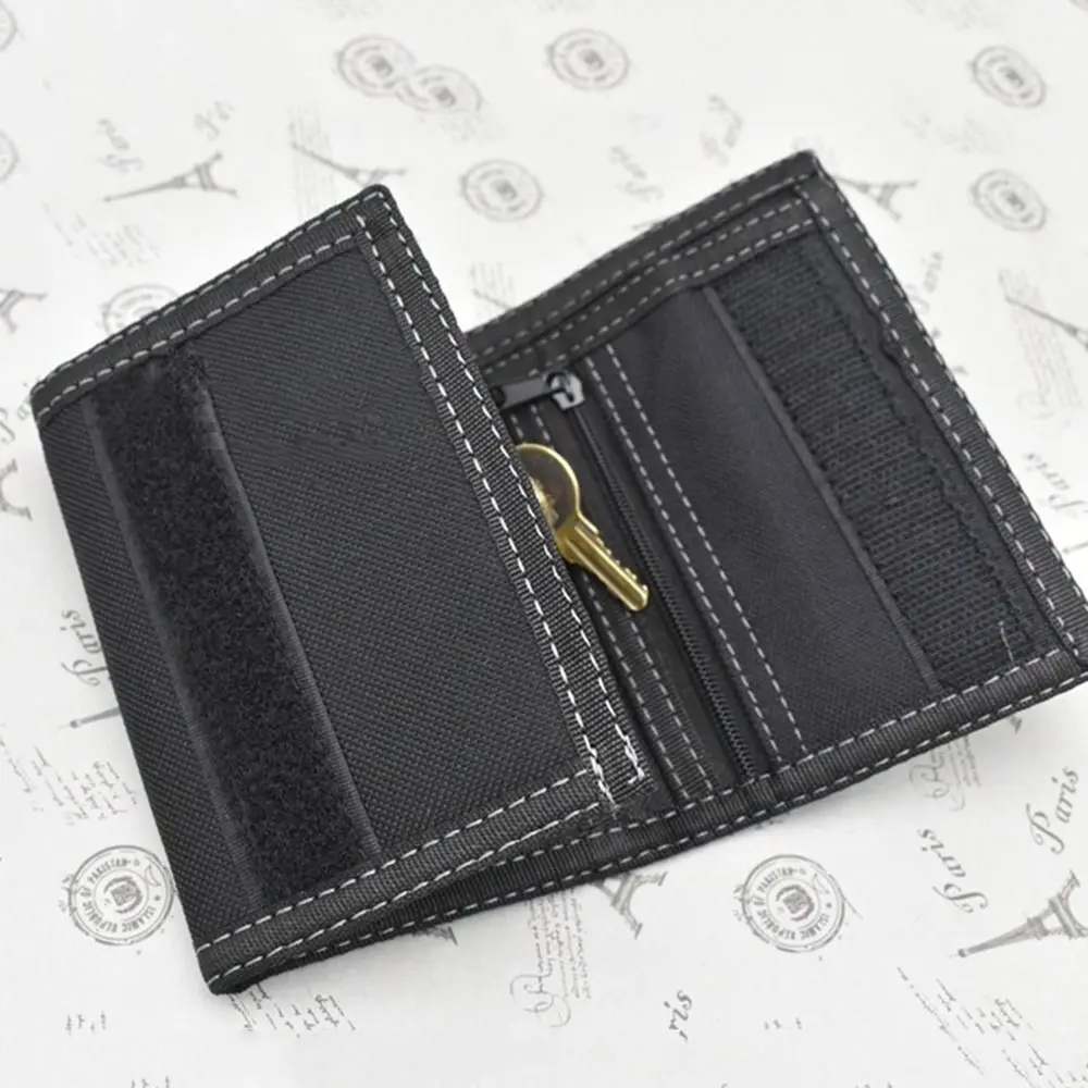 Мужской короткий кошелек с сенсорной застежкой, многопозиционный черный 3-х кратный кошелек, Износостойкий мужской карман для монет по контракту, повседневное использование