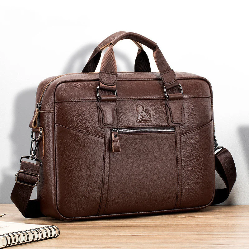 Мужской портфель из натуральной кожи, сумка для деловых поездок, ручная сумка-тоут, 15-дюймовая сумка для ноутбука, мужская сумка через плечо