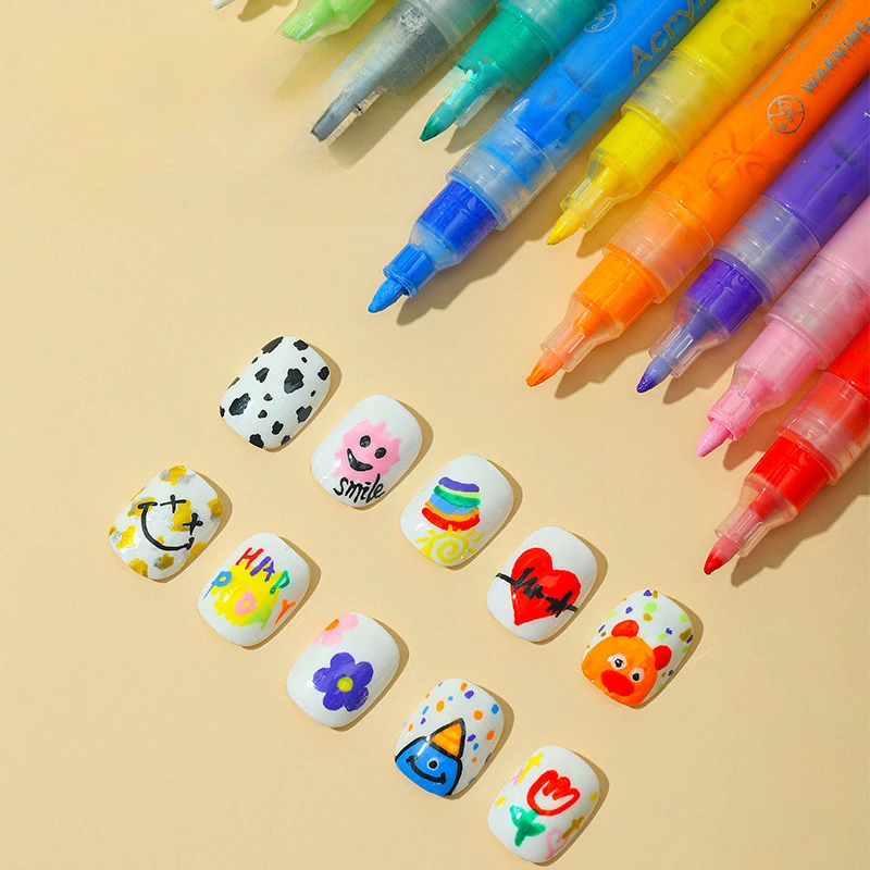 Набор 12-цветных акриловых фломастеров для рисования ногтей Линейкой 