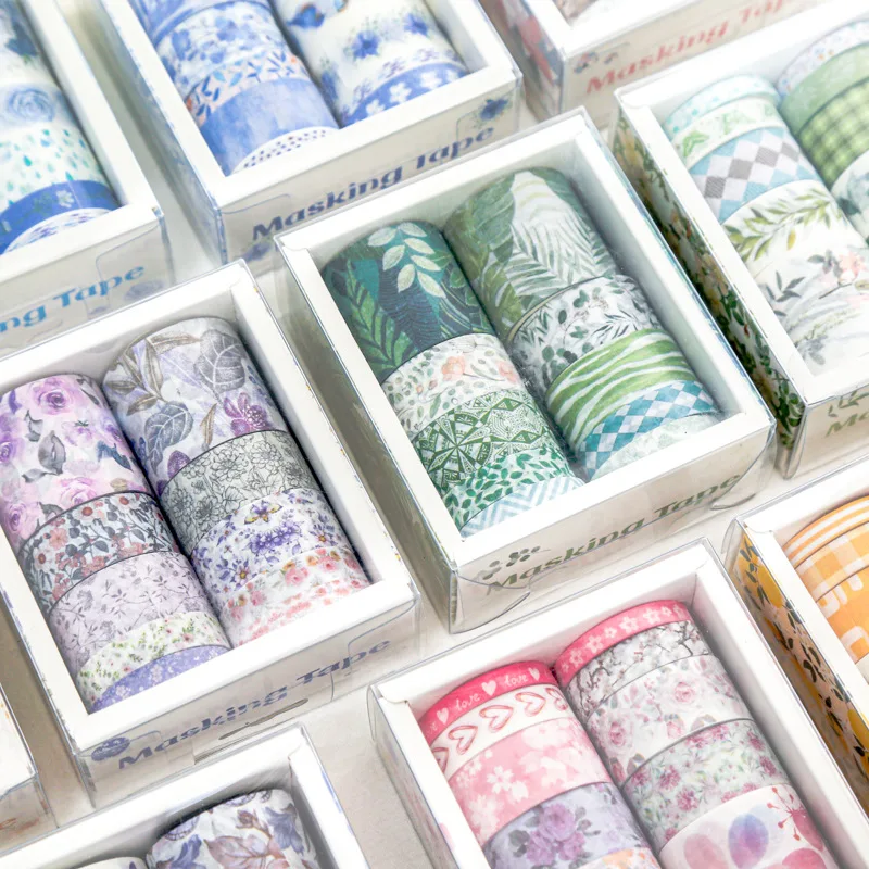 набор изолент для васи серии sea and forest, 10 шт., японские бумажные наклейки с цветочным рисунком, цветочная клейкая лента для скрапбукинга, Стационарная