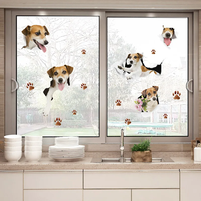 наклейки на стену с изображением собачьей лапы Вава для детской комнаты, декоративные наклейки на холодильник из ПВХ, декор для детской комнаты