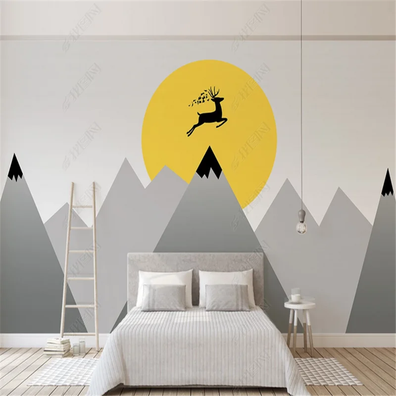 Настенные обои в скандинавском минималистичном стиле для гостиной спальни, фон для телевизора с альпийским оленем, обои для домашнего декора papel de parede 3d