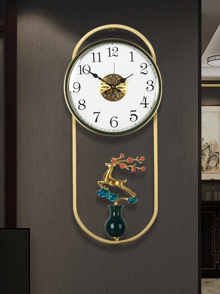 Настенные часы из латуни, окрашенные эмалью, легкие, роскошные настенные часы для гостиной, модные кварцевые часы класса люкс, атмосферные настенные часы