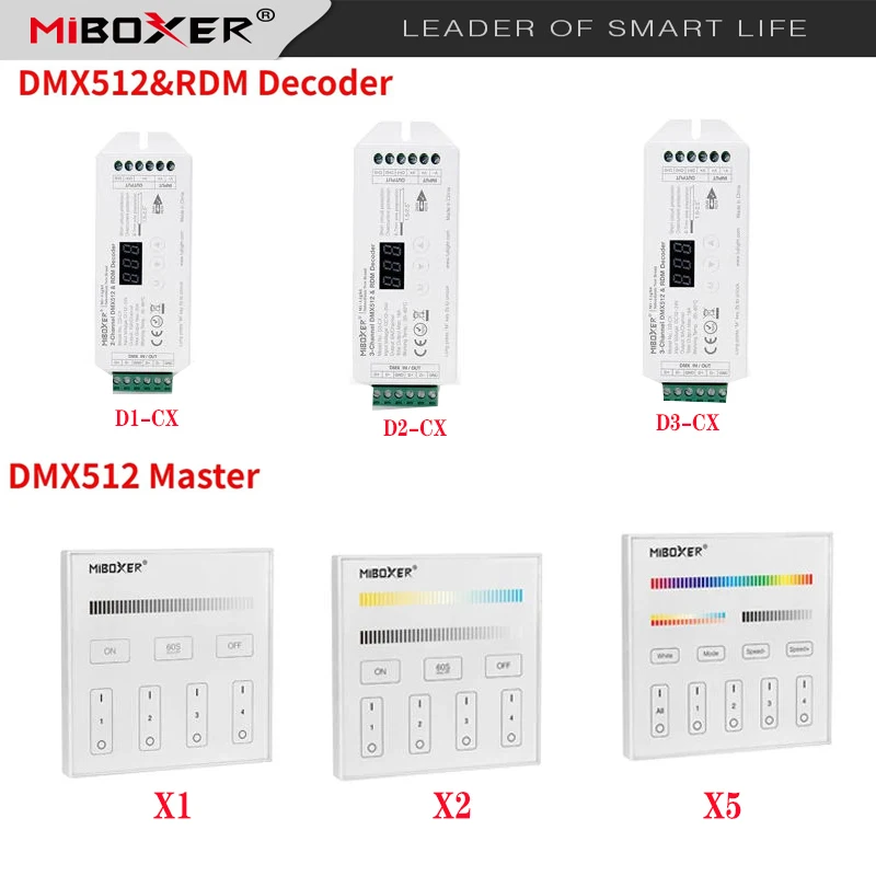 Настенный выключатель MiBoxer DMX512 Master 86 с сенсорной панелью Дистанционного управления Постоянным напряжением DMX512 и RDM-декодером DC12 ~ 24V D1-CX/D3-CX/D4-CX/D5-CX