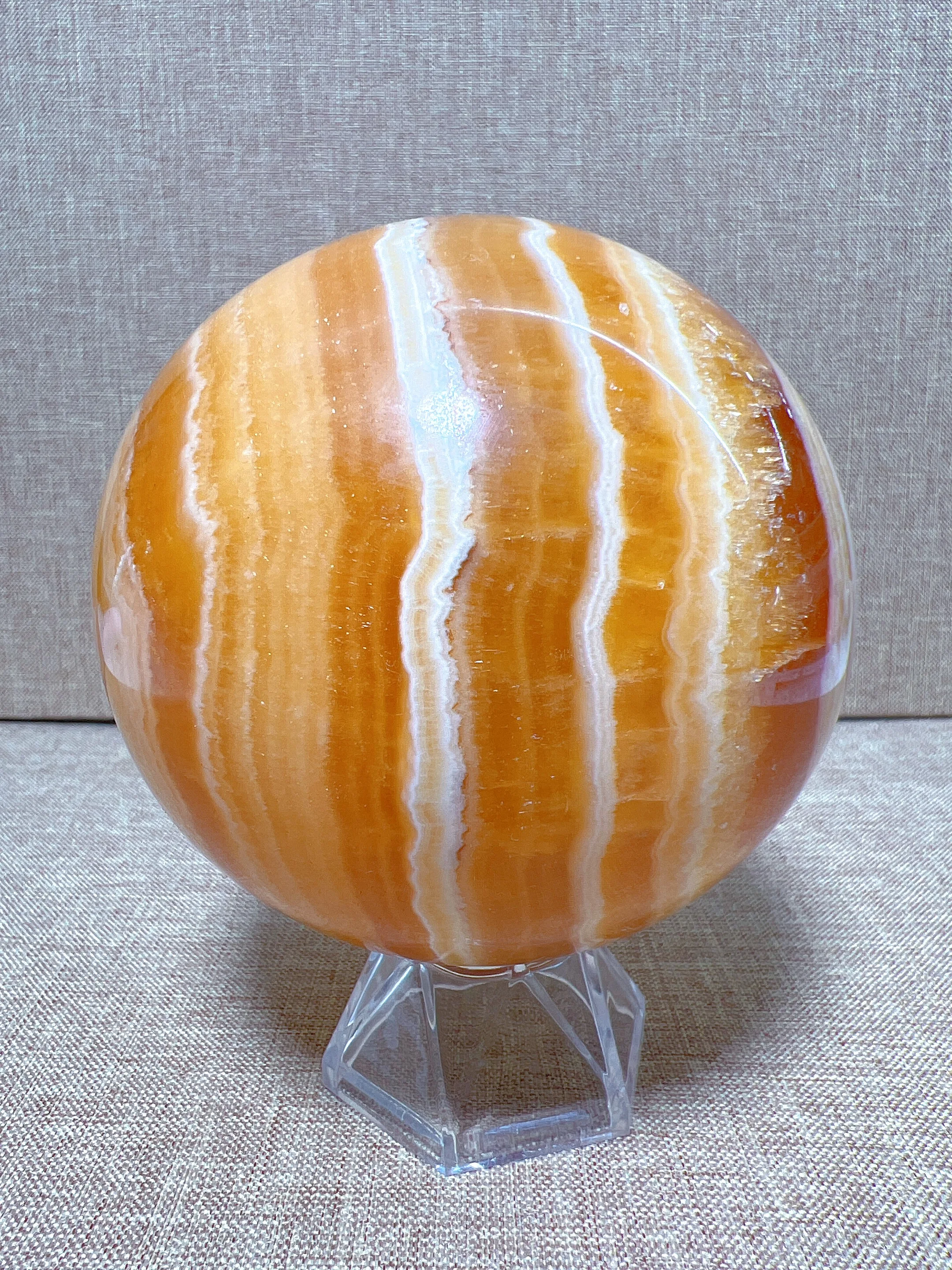 Натуральная Оранжевая Кальцитовая Сфера Свободной формы, Резьба по Целебному камню Рейки Украшение дома Изысканный подарок