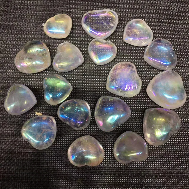 Натуральный кристалл Angel Aura из прозрачного кварца в форме сердца, целебные камни