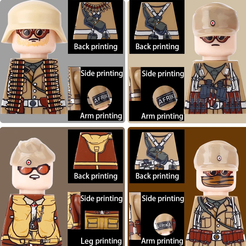 Немецкий североафриканский солдат Второй мировой войны, строительные блоки, британский премьер-министр Черчилль, фигурки пилотов пехоты, кирпичи, мини-модели игрушек