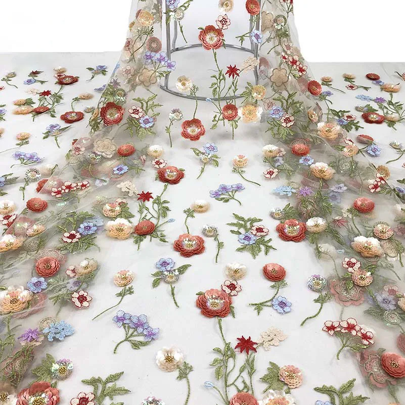 Новая 3D Вышитая Бисером Кружевная Ткань С Блестками Для Дизайнерской Ткани Свадебного Вечернего Платья
