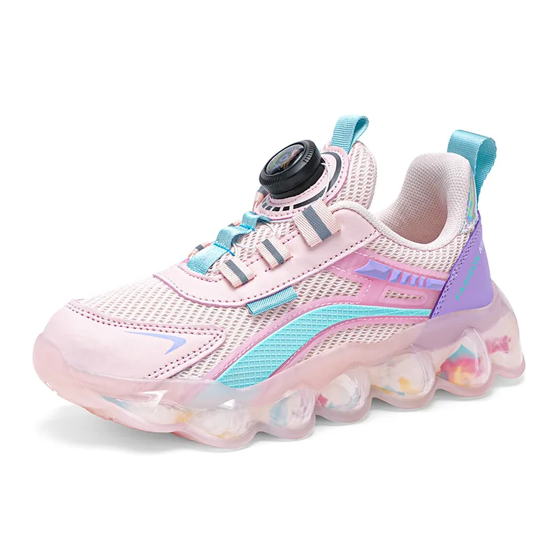 Новая детская спортивная обувь 2023, новая детская обувь с дышащей сеткой для мальчиков среднего и большого размера, красивые розовые кроссовки для девочек для бега