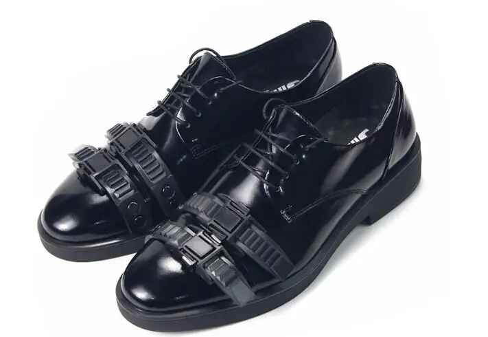 Новая модная мужская обувь в стиле дерби из натуральной кожи, повседневная обувь для мужчин, черная обувь в стиле панк