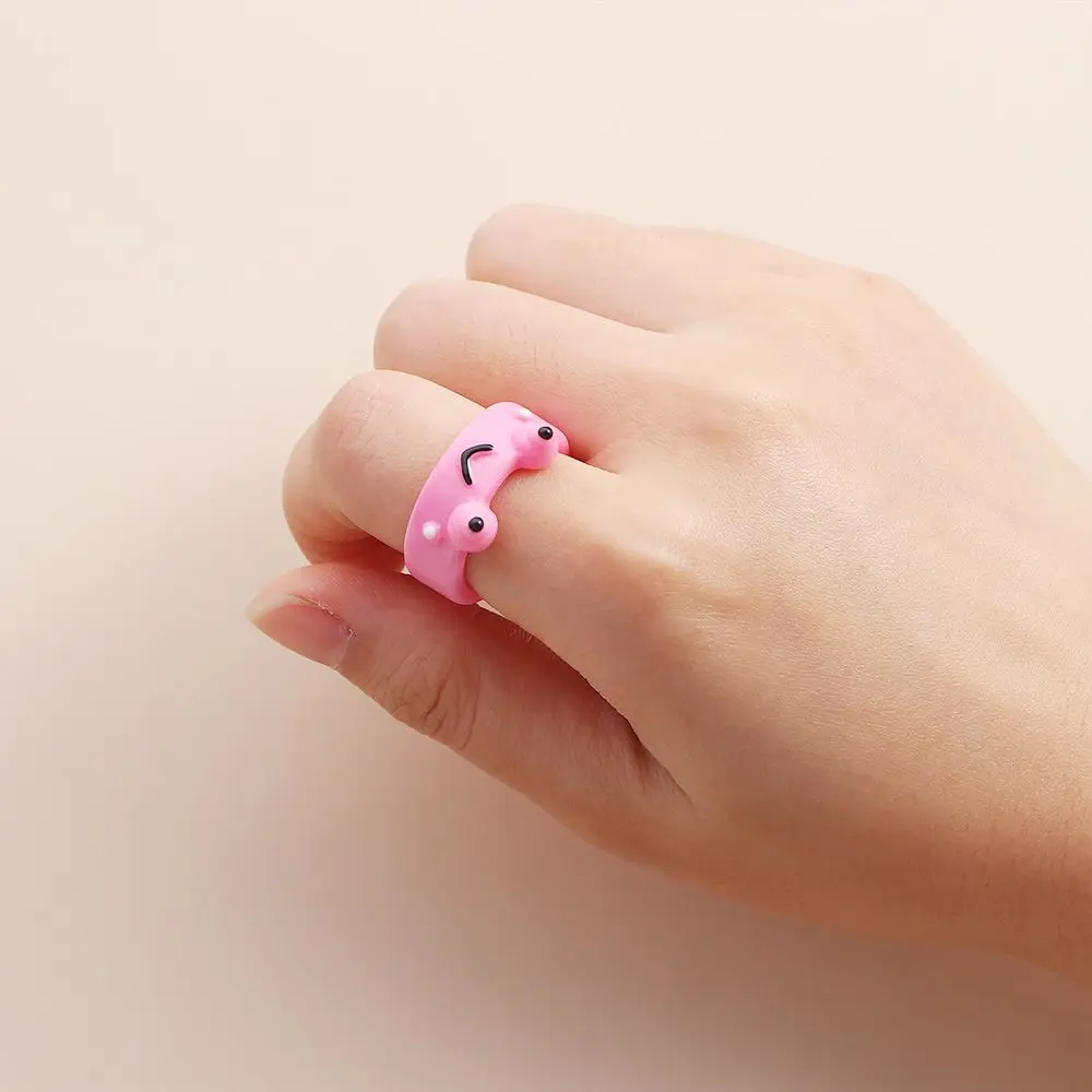 Новое Милое кольцо из смолы и акрила с лягушачьим цыпленком для девочки-девушки, простые эстетические украшения с животными, подарки дружбы