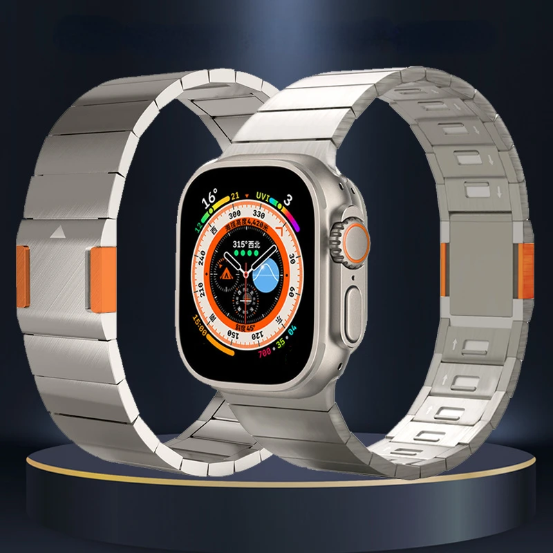 Новое Обновление Магнитной Пряжки Для Apple Watch Ultra 2 49 мм Ремешок 9 8 7 45 мм 44 мм Браслет Из нержавеющей Стали Для iWatch 6 5 4 42 40 мм