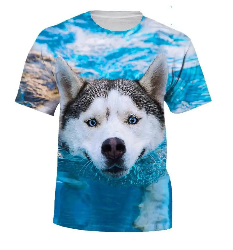 Новые мужские футболки Summer Tide с рисунком собаки, повседневные футболки с 3D-принтом, топы в стиле хип-хоп с круглым вырезом и коротким рукавом