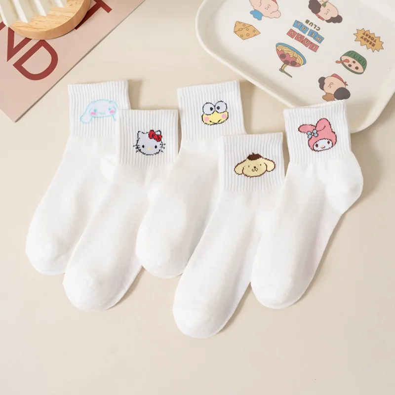 Новые Носки Kawaii Sanrios My Melody Cinnamoroll, Милые Носки с японским рисунком, Модные Студенческие подарки для девочек